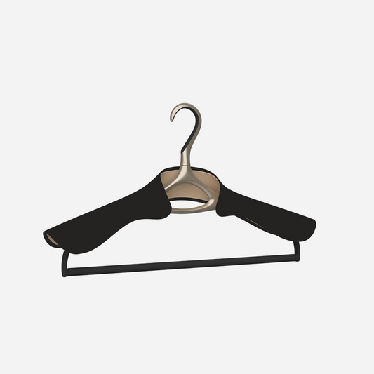 Image of Lou Hansell's L series luxury bridal hanger with a trouser bar in Yellow Gold and Black.