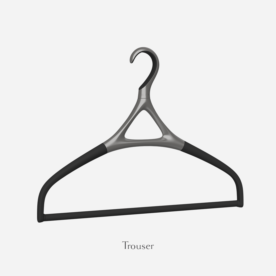 Image of Lou Hansell's H series pant hanger in Gun Metal.