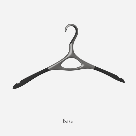 Image of Lou Hansell's L series base clothes hanger in Gun Metal.