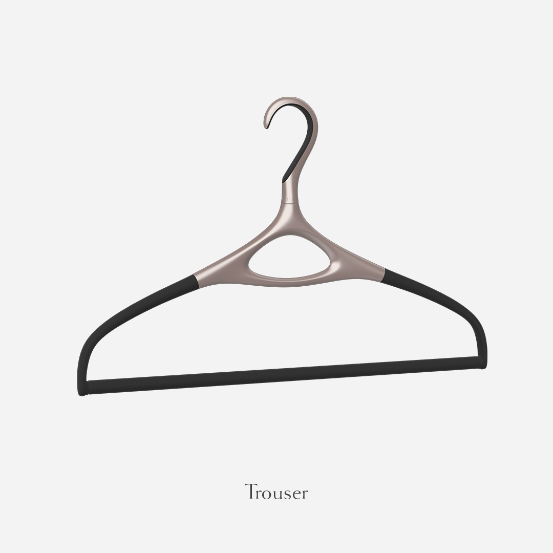Image of Lou Hansell's L series pant hanger in Rose Gold.