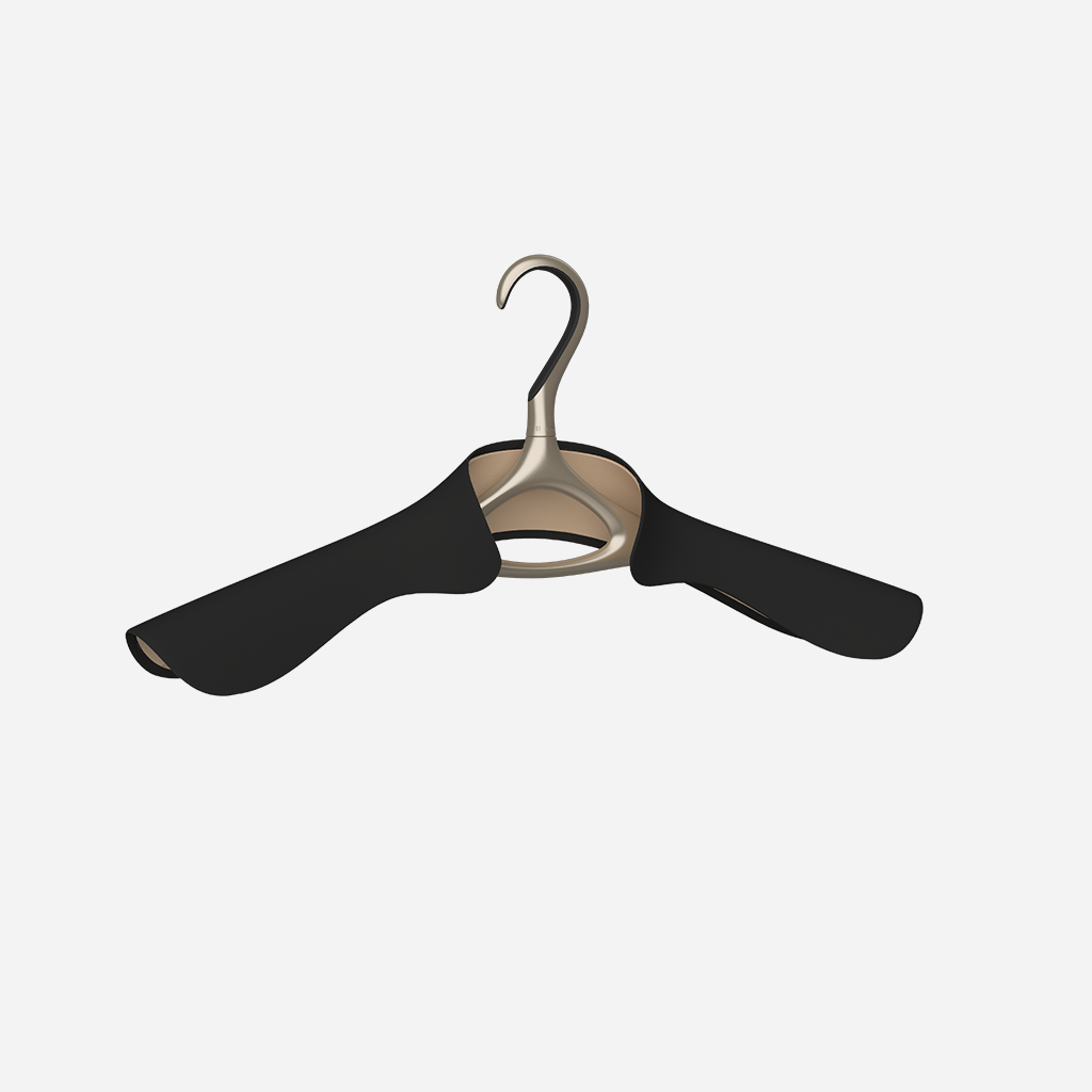 Lou Hansell bridal collection L Series hanger wrapped in Onyx leather
